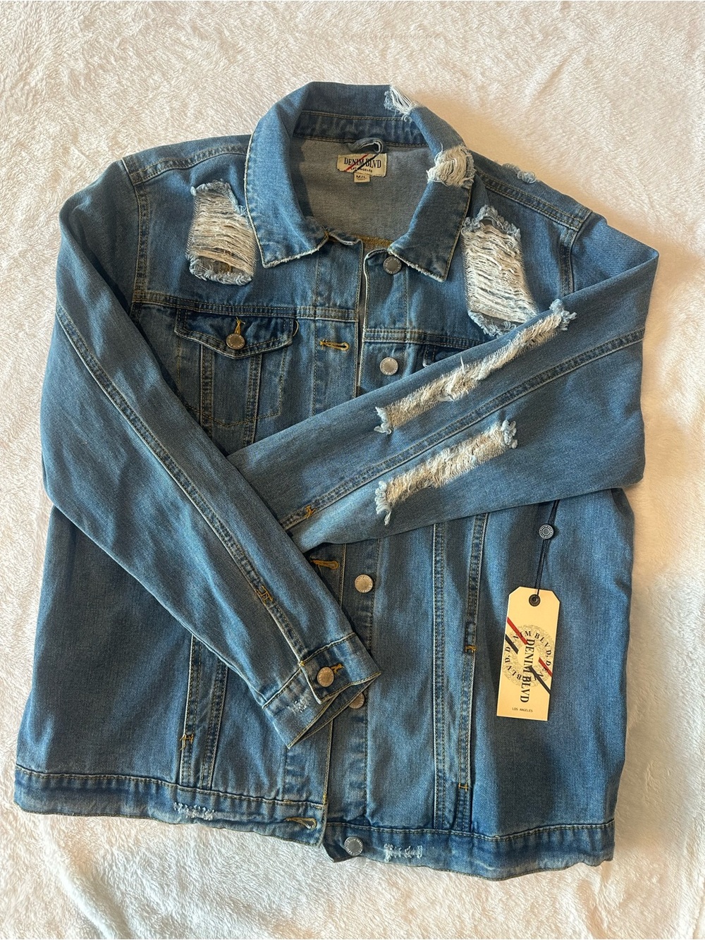 Denim Blvd Los Angeles Distressed Denim Jacket size M/L